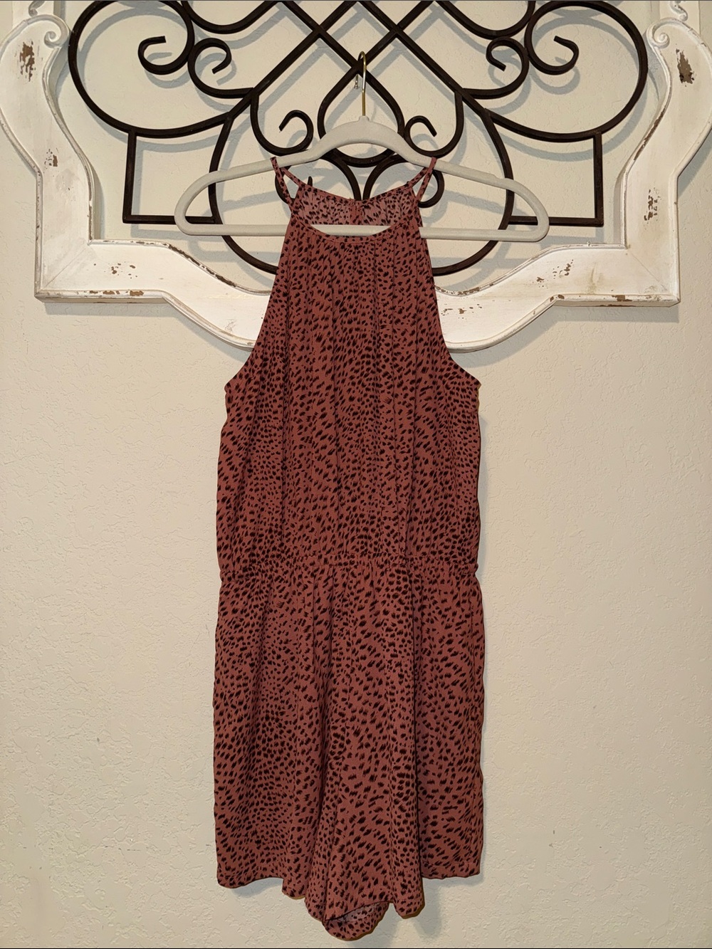 Doe & Rae Mauve Pink Printed Halter Romper